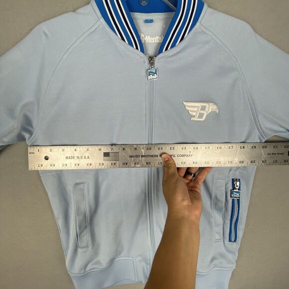Bunker Mentality Golf Jacket Size Small Full Zip Light Blue Long Sleeve Sweater - Picture 4 of 6